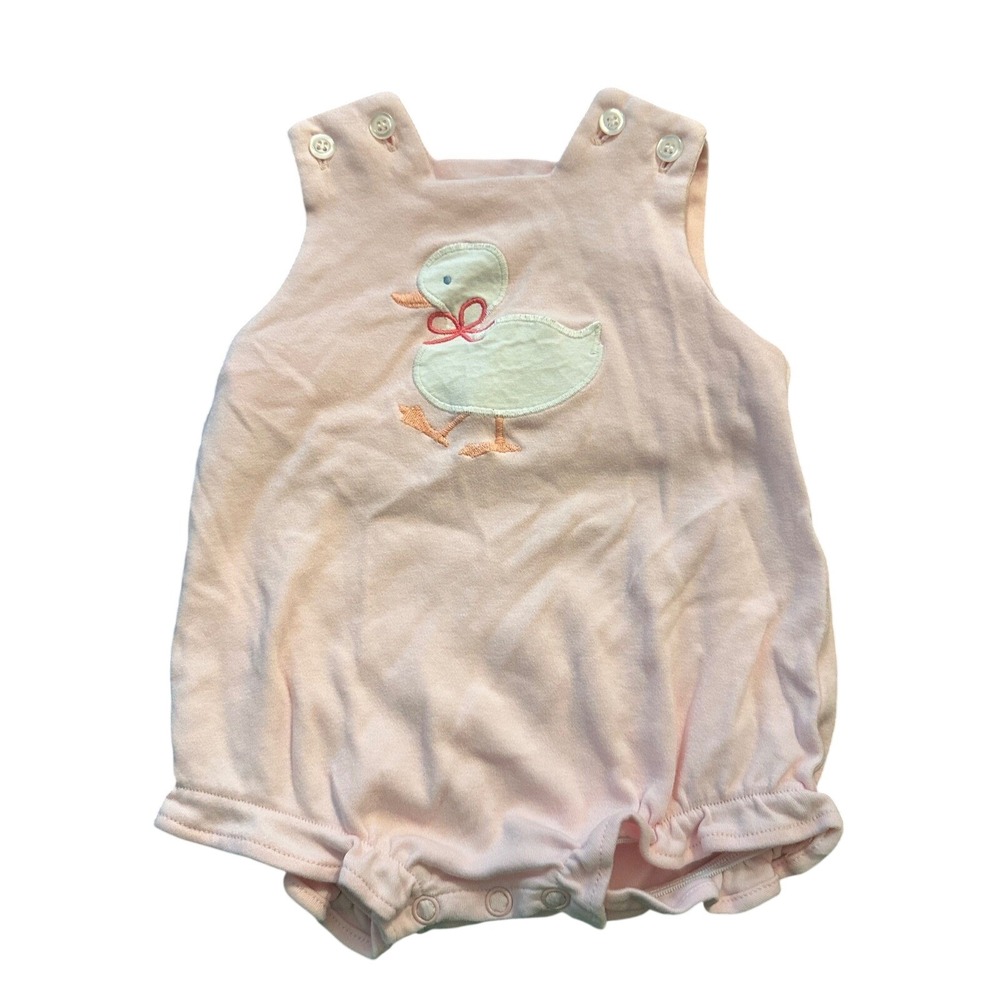 Bailey Boys Pink Knit Duck Embroidered Bubble Romper Sleeveless 9M USA Made